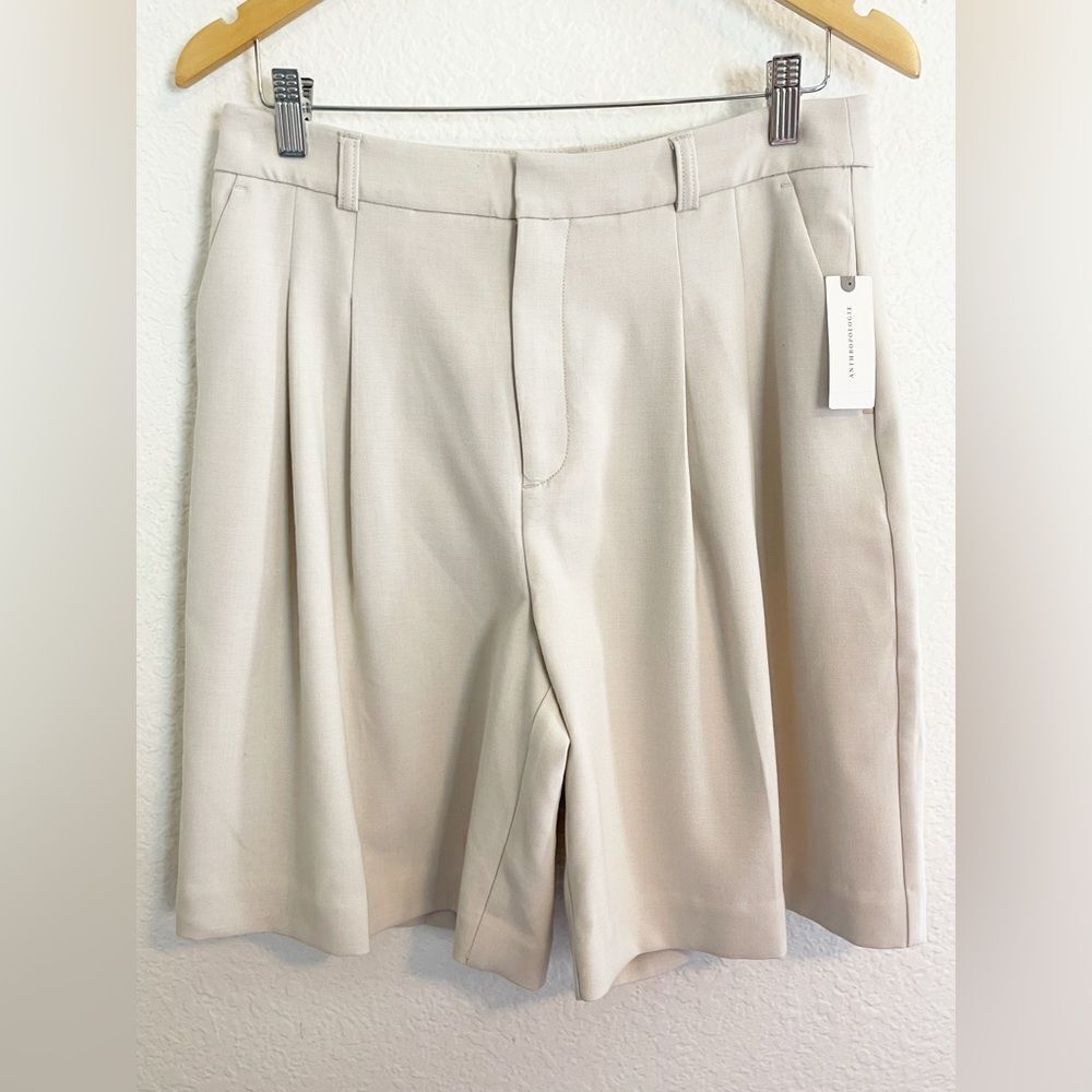 Anthropologie Maeve The Avery Pleated Trouser in cream Shorts -NWT. 8 - Picture 6 of 9